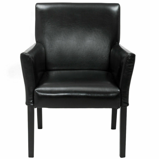 Modern Black PU Leather Adjustable Armchair with Wood Legs 4 Modern Black PU Leather Adjustable Armchair with Wood Legs - Image 4