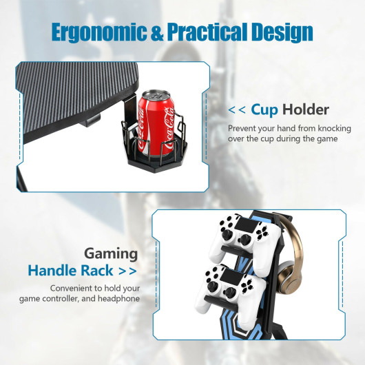 Height Adjustable Gaming Desk with LED Lights and Cup Holder 6 Height Adjustable Gaming Desk with LED Lights and Cup Holder - Image 6