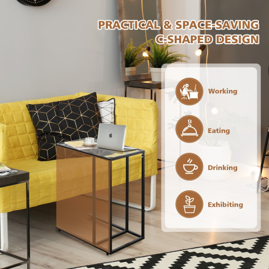 Tempered Glass Top Steel Frame Side Table for Small Spaces 2 Tempered Glass Top Steel Frame Side Table for Small Spaces - Image 2