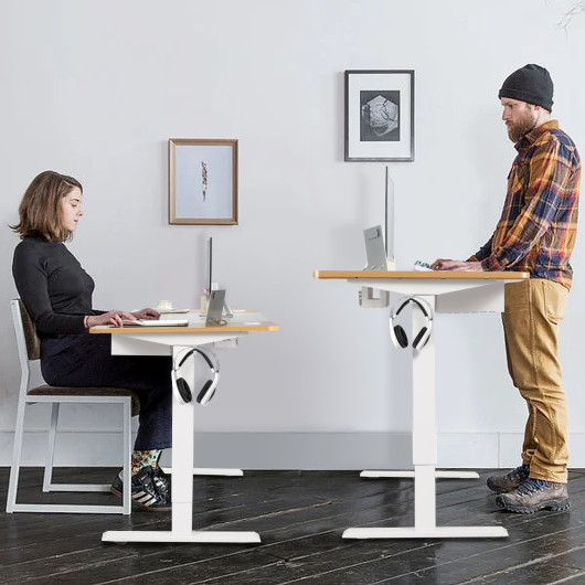 Adjustable Sit to Stand Desk with USB Port Natural 2 Adjustable Sit to Stand Desk with USB Port Natural - Image 2