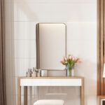 Wall-Mounted Rectangular Mirror with Metal Frame Rounded Corners