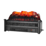 Electric Fireplace Log Heater with Adjustable Flame Brightness Black