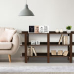 59 Inch Rustic Console Table with 3 Tier Open Shelves 8 59 Inch Rustic Console Table with 3 Tier Open Shelves