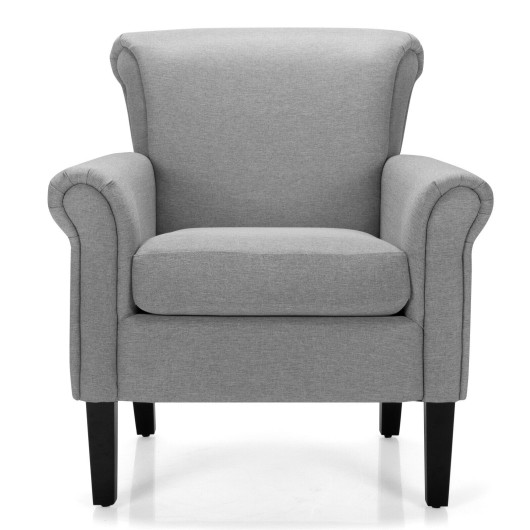 Light Gray Upholstered Accent Chair with Adjustable Foot Pads 4 Light Gray Upholstered Accent Chair with Adjustable Foot Pads - Image 4