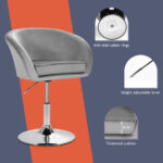 Adjustable Velvet Swivel Accent Chair with Round Back and Metal Base