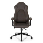 Adjustable High Back Executive Office Chair with Armrests Brown