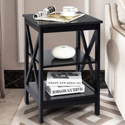 3 Tier X-Design End Tables with Storage Shelves (Set of 2) 2 3 Tier X-Design End Tables with Storage Shelves (Set of 2) - Image 2