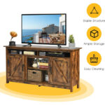 Industrial TV Stand with Storage Shelves and Cabinets Brown 14 Industrial TV Stand with Storage Shelves and Cabinets Brown