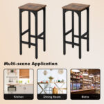 Rustic Brown Industrial Bar Stools with Footrests and Adjustable Pads (Set of 2)