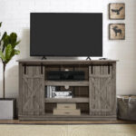 Rustic Sliding Barn Door TV Stand with Adjustable Storage Shelves 21 Rustic Sliding Barn Door TV Stand with Adjustable Storage Shelves