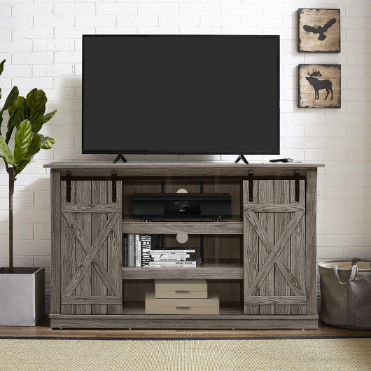 Rustic Sliding Barn Door TV Stand with Adjustable Storage Shelves 7 Rustic Sliding Barn Door TV Stand with Adjustable Storage Shelves - Image 7