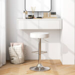 Adjustable PU Leather Swivel Bar Stools with Chrome Base (Set of 2)