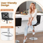 Adjustable PU Leather Bar Stools with Backrest and Swivel (Set of 2)