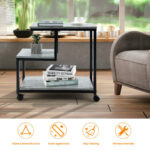 3-Tier Black Side Table with Storage and Casters for Living Room 14 3-Tier Black Side Table with Storage and Casters for Living Room