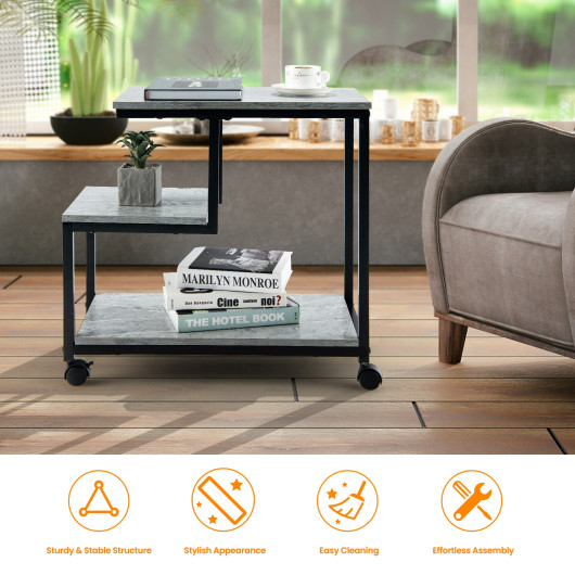3-Tier Black Side Table with Storage and Casters for Living Room 7 3-Tier Black Side Table with Storage and Casters for Living Room - Image 7