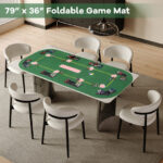 Foldable 79 Inch 8-Player Poker Table Top with Cup Holders 9 Foldable 79 Inch 8-Player Poker Table Top with Cup Holders
