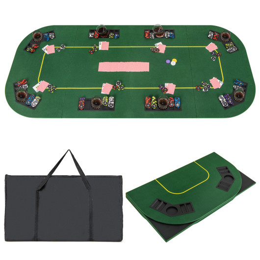 Foldable 79 Inch 8-Player Poker Table Top with Cup Holders 4 Foldable 79 Inch 8-Player Poker Table Top with Cup Holders - Image 4