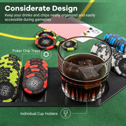Foldable 79 Inch 8-Player Poker Table Top with Cup Holders 6 Foldable 79 Inch 8-Player Poker Table Top with Cup Holders - Image 6