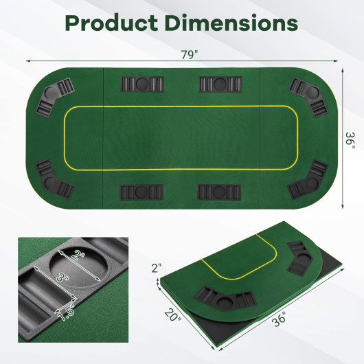 Foldable 79 Inch 8-Player Poker Table Top with Cup Holders 5 Foldable 79 Inch 8-Player Poker Table Top with Cup Holders - Image 5