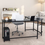 L Shaped Corner Desk with Spacious Workspace and CPU Stand