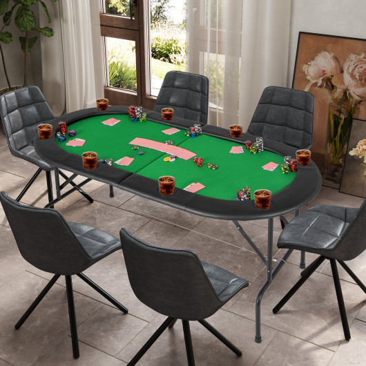 8 Player Foldable Poker Table with Cup Holders and Armrests 2 8 Player Foldable Poker Table with Cup Holders and Armrests - Image 2