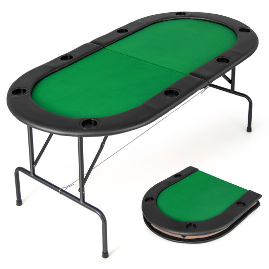 8 Player Foldable Poker Table with Cup Holders and Armrests 3 8 Player Foldable Poker Table with Cup Holders and Armrests - Image 3
