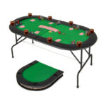8 Player Foldable Poker Table with Cup Holders and Armrests 18 8 Player Foldable Poker Table with Cup Holders and Armrests