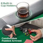 8 Player Foldable Poker Table with Cup Holders and Armrests 20 8 Player Foldable Poker Table with Cup Holders and Armrests
