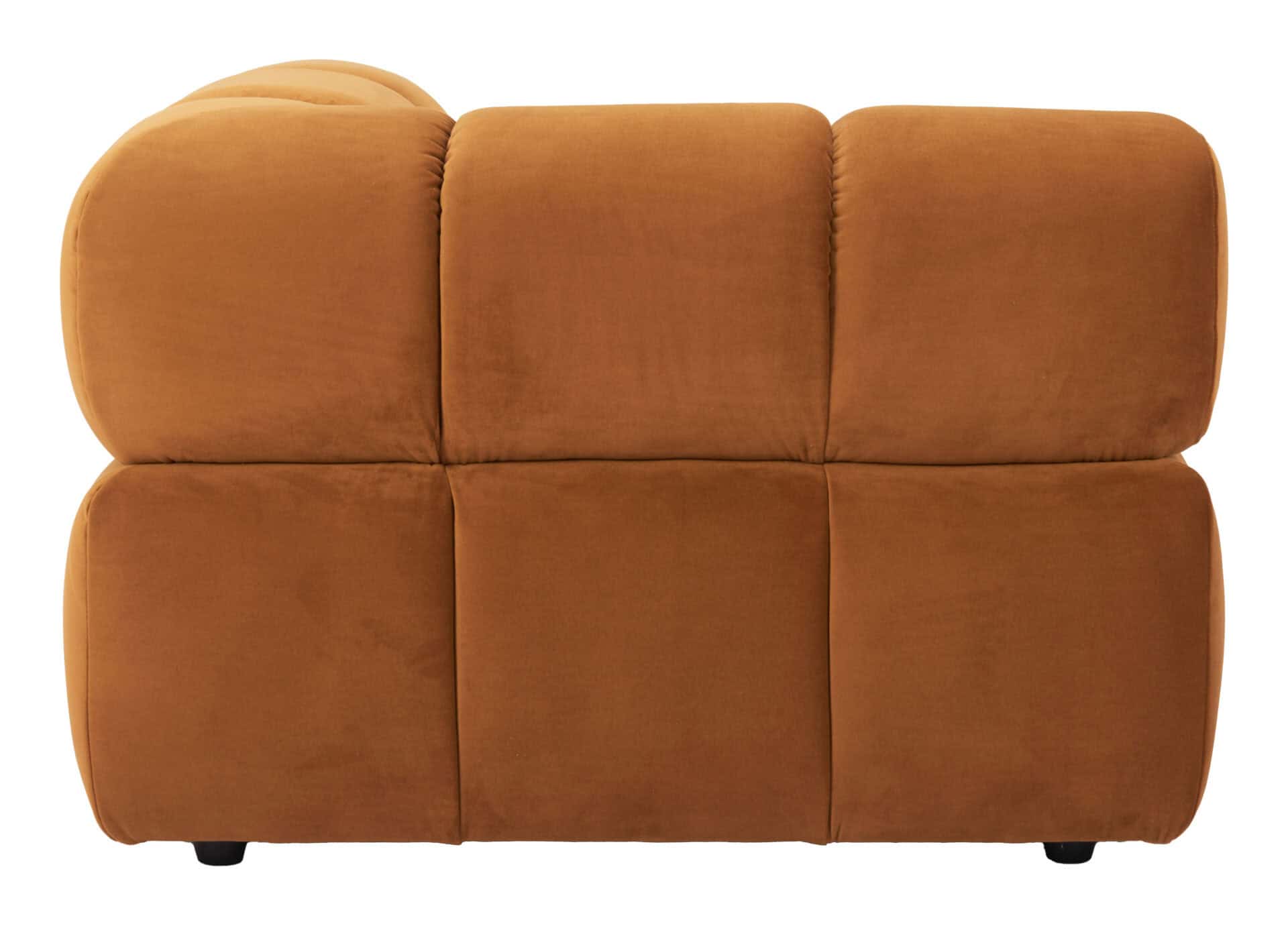 Brown Velvet Tufted Corner Chair with Plywood Frame and Armrests 4 Brown Velvet Tufted Corner Chair with Plywood Frame and Armrests - Image 4