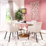 Beige Water-Resistant Dining Chair with Steel Frame (Set of 2)