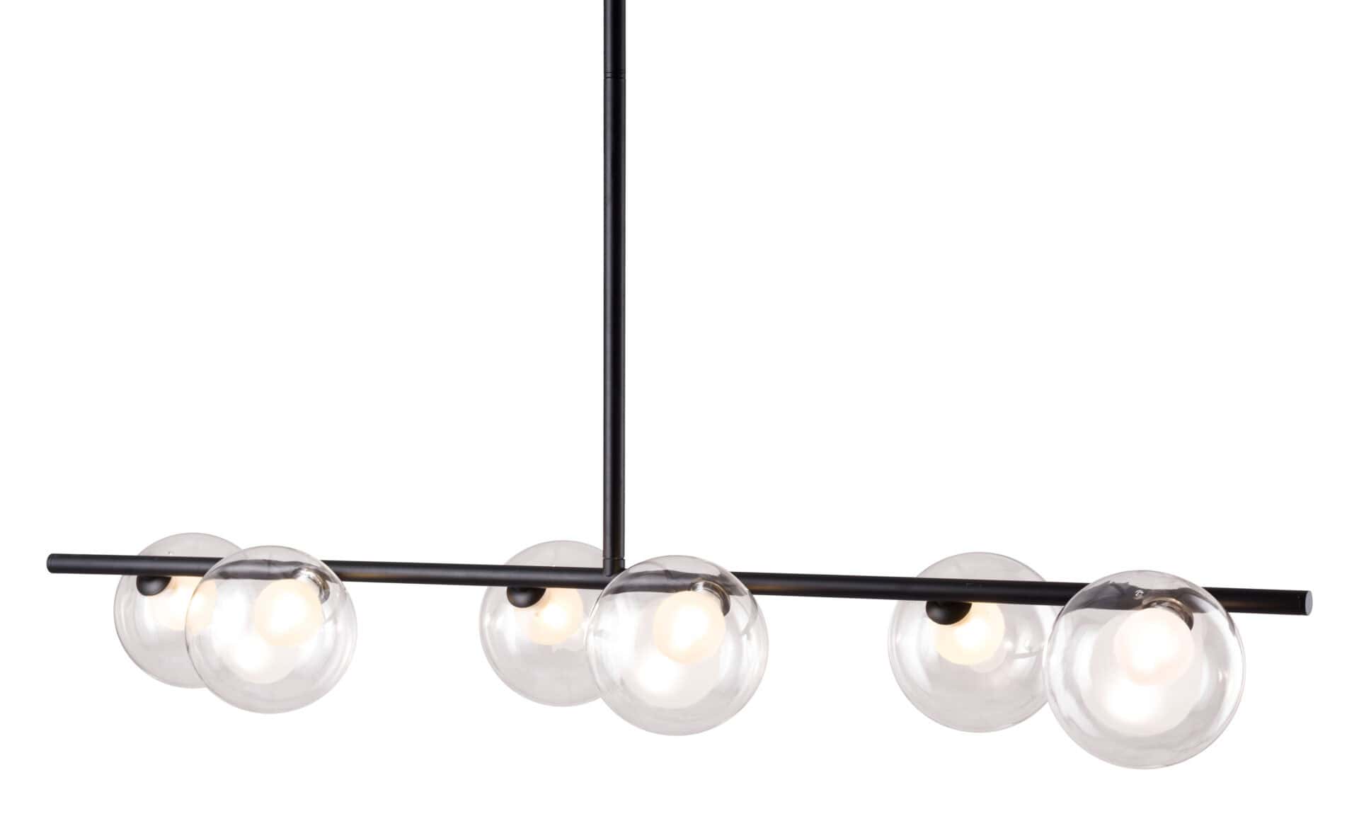 Matte Black Steel Ceiling Lamp with Clear Glass Shades (6 Bulbs) 4 Matte Black Steel Ceiling Lamp with Clear Glass Shades (6 Bulbs) - Image 4