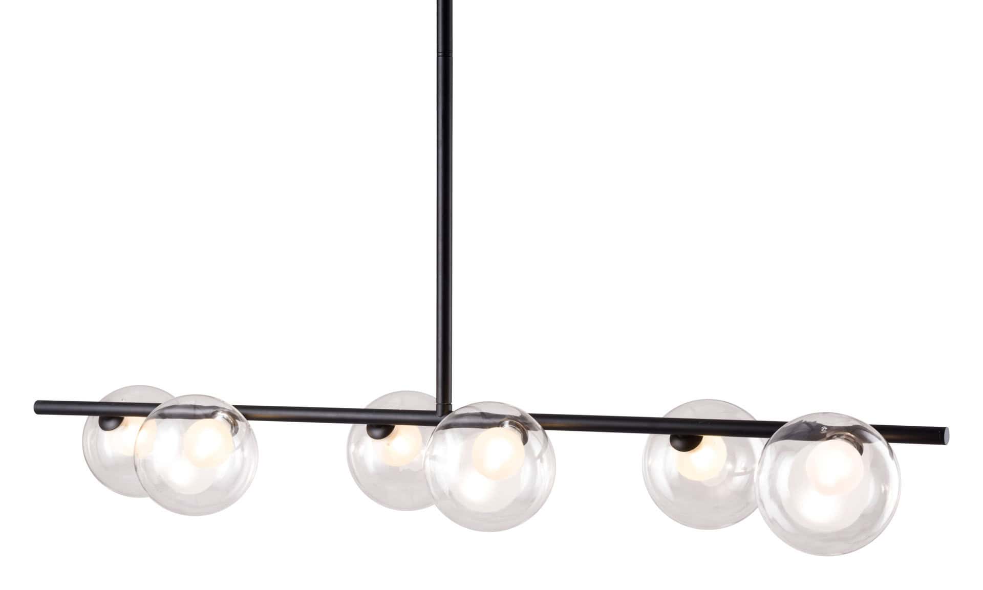 Matte Black Steel Ceiling Lamp with Clear Glass Shades (6 Bulbs) 14 Matte Black Steel Ceiling Lamp with Clear Glass Shades (6 Bulbs)