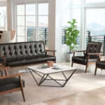 Square Faux Marble Coffee Table with Antique Bronze Base