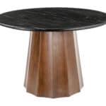 Round Marble and Acacia Dining Table with Storage 8 Round Marble and Acacia Dining Table with Storage