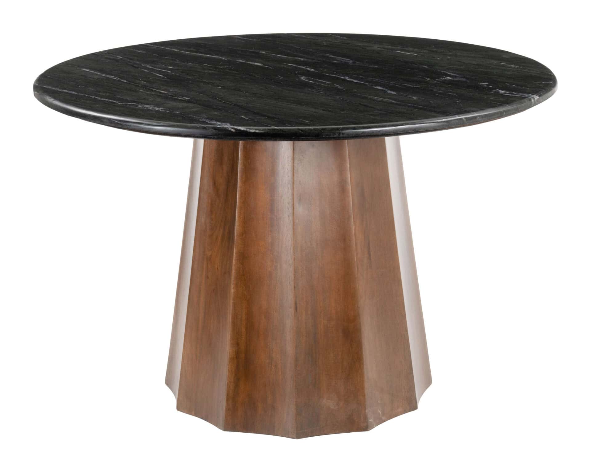 Round Marble and Acacia Dining Table with Storage 2 Round Marble and Acacia Dining Table with Storage - Image 2