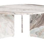 Round Coffee Table with Travertine-Style Marble Top and Steel Frame 10 Round Coffee Table with Travertine-Style Marble Top and Steel Frame