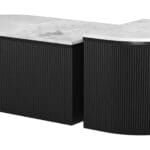 Modern White Marble Coffee Table Set with Black Wood Base (Set of 2) 10 Modern White Marble Coffee Table Set with Black Wood Base (Set of 2)