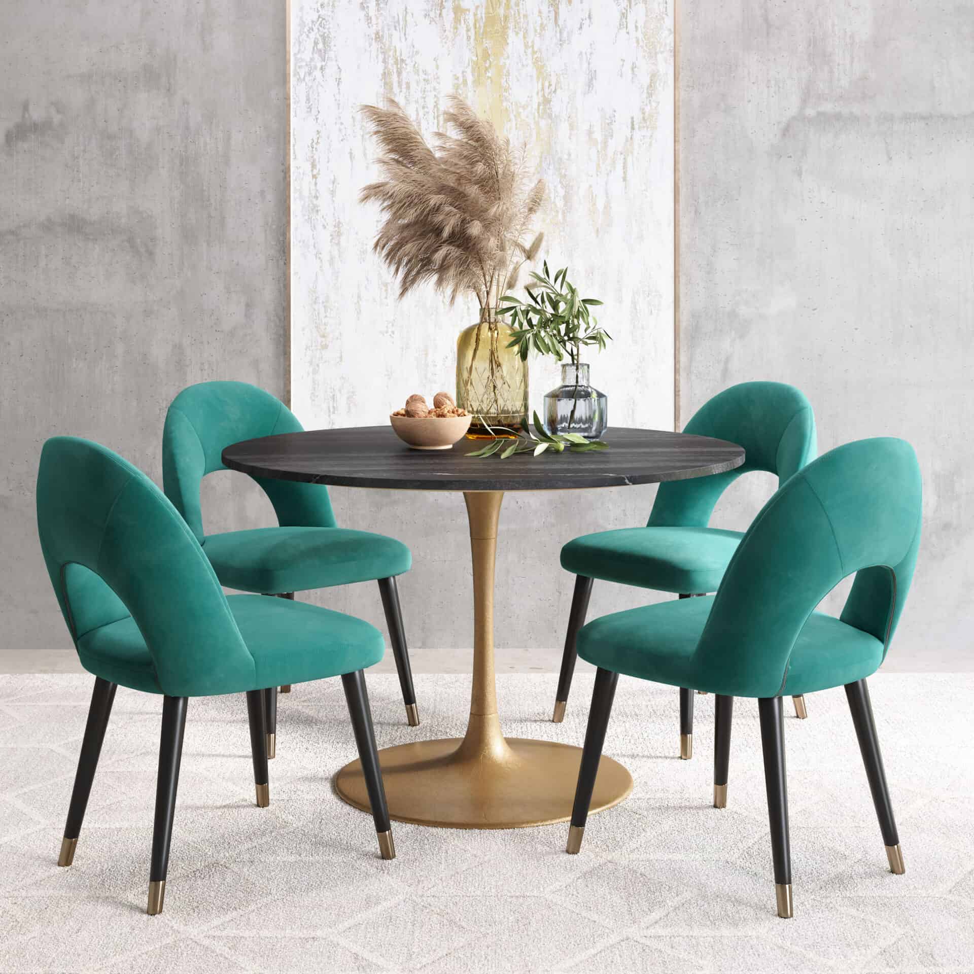 Black and Gold Round Marble Dining Table for 4 1 Black and Gold Round Marble Dining Table for 4