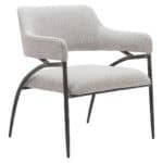 Gray Boucle Accent Chair with Forged Steel Frame
