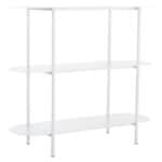 Modern White Console Table with Steel Frame and Oval Top