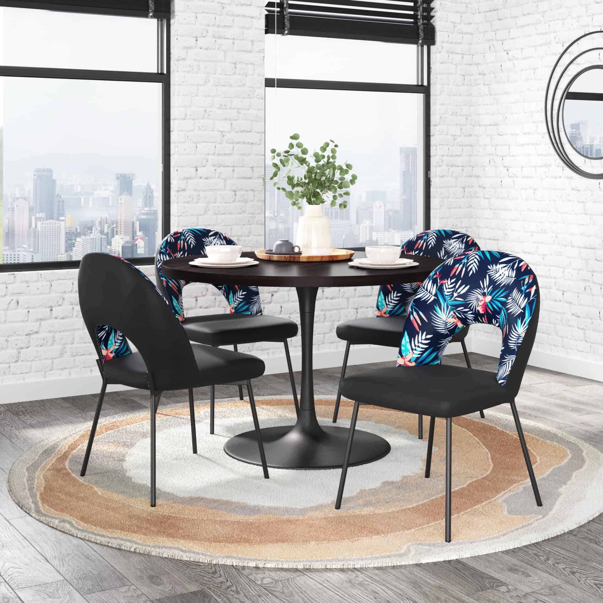Multicolor Velvet Dining Chairs with Steel Frame (Set of 2) 2 Multicolor Velvet Dining Chairs with Steel Frame (Set of 2) - Image 2