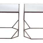 Bronze Glam Square Coffee Table Set with Rubber Feet Protection (Set of 2)
