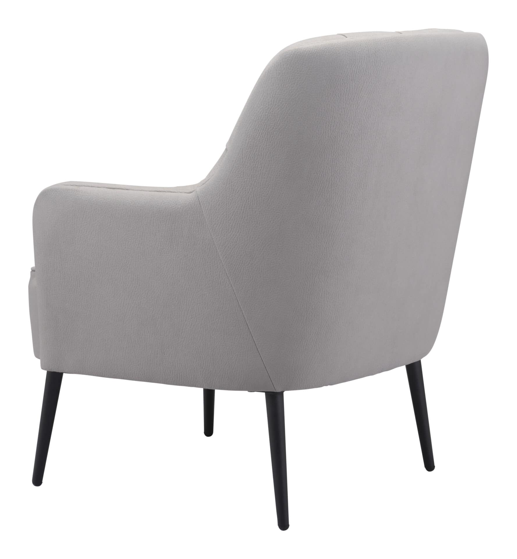 Gray Tufted Accent Chair with Faux Leather and Steel Legs 6 Gray Tufted Accent Chair with Faux Leather and Steel Legs - Image 6