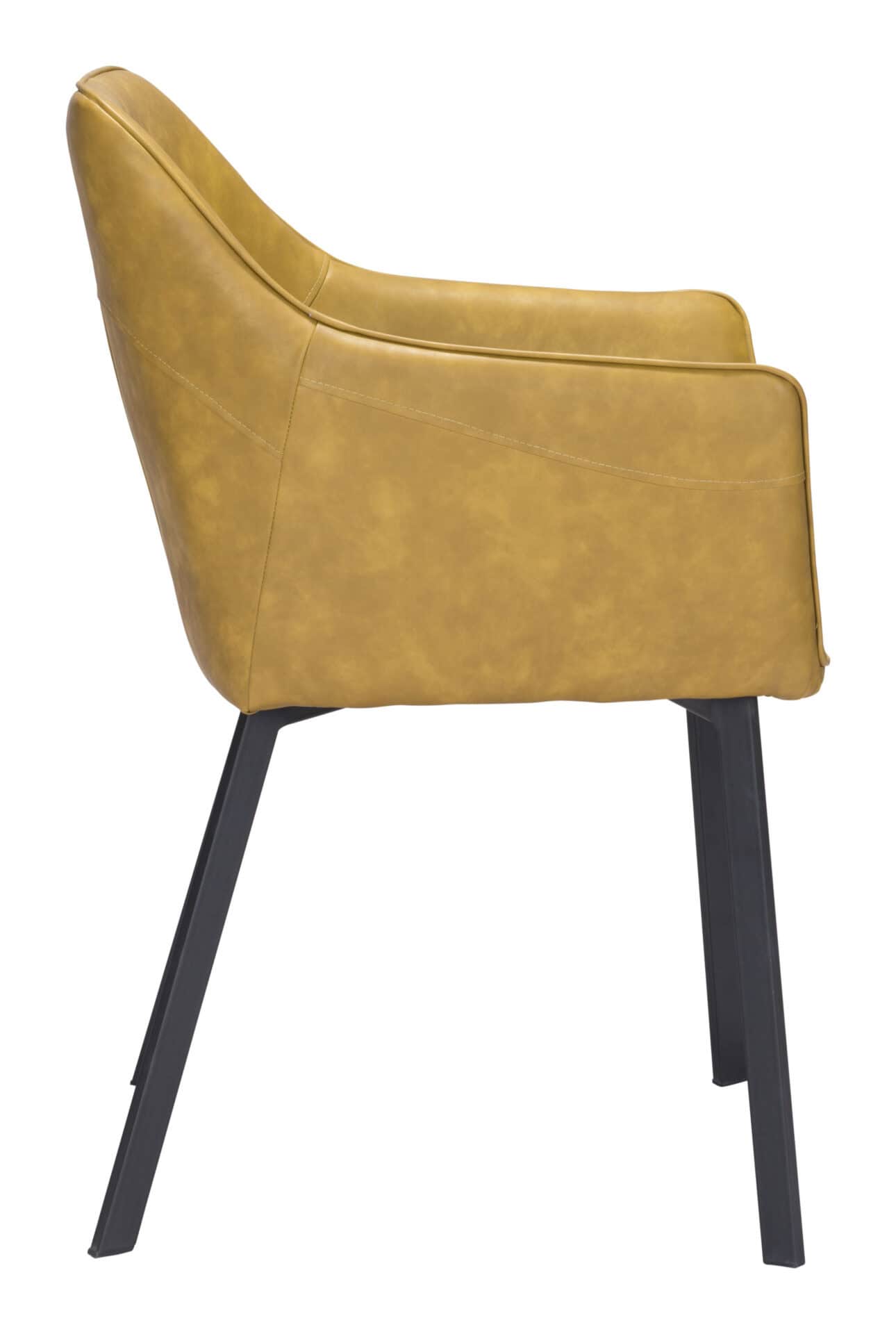 Yellow Mid-Century Modern Vinyl Armchair with Armrests (Set of 2) 4 Yellow Mid-Century Modern Vinyl Armchair with Armrests (Set of 2) - Image 4