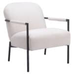 Ivory Shearling Style Accent Chair with Powder Coated Steel Frame