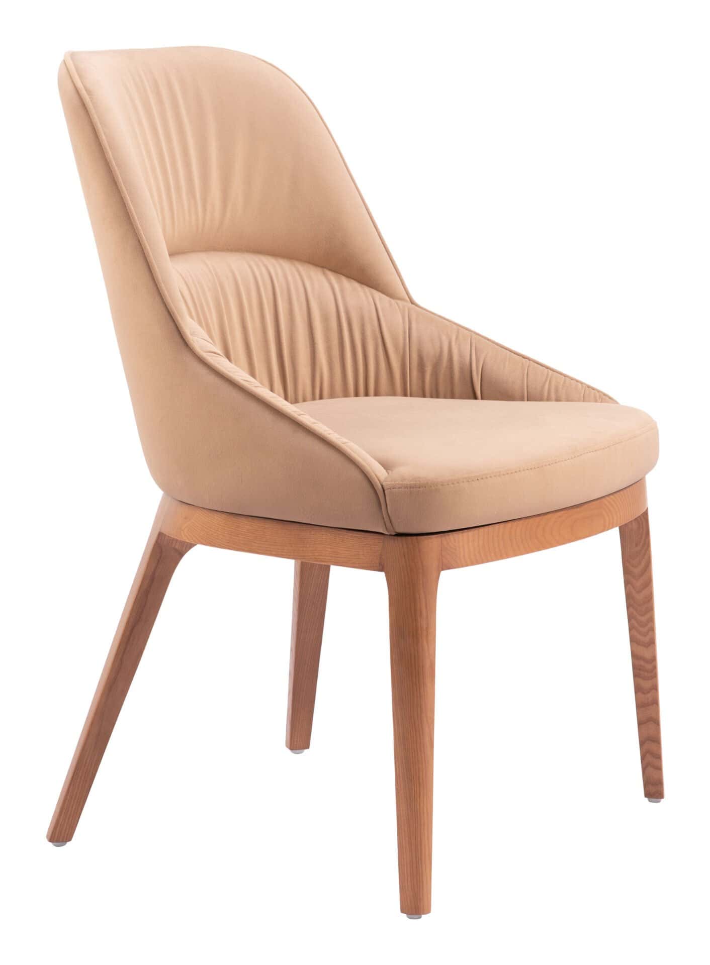 Tan Dining Chair with Wood Legs and Durable Fabric (Set of 2) 1 Tan Dining Chair with Wood Legs and Durable Fabric (Set of 2)