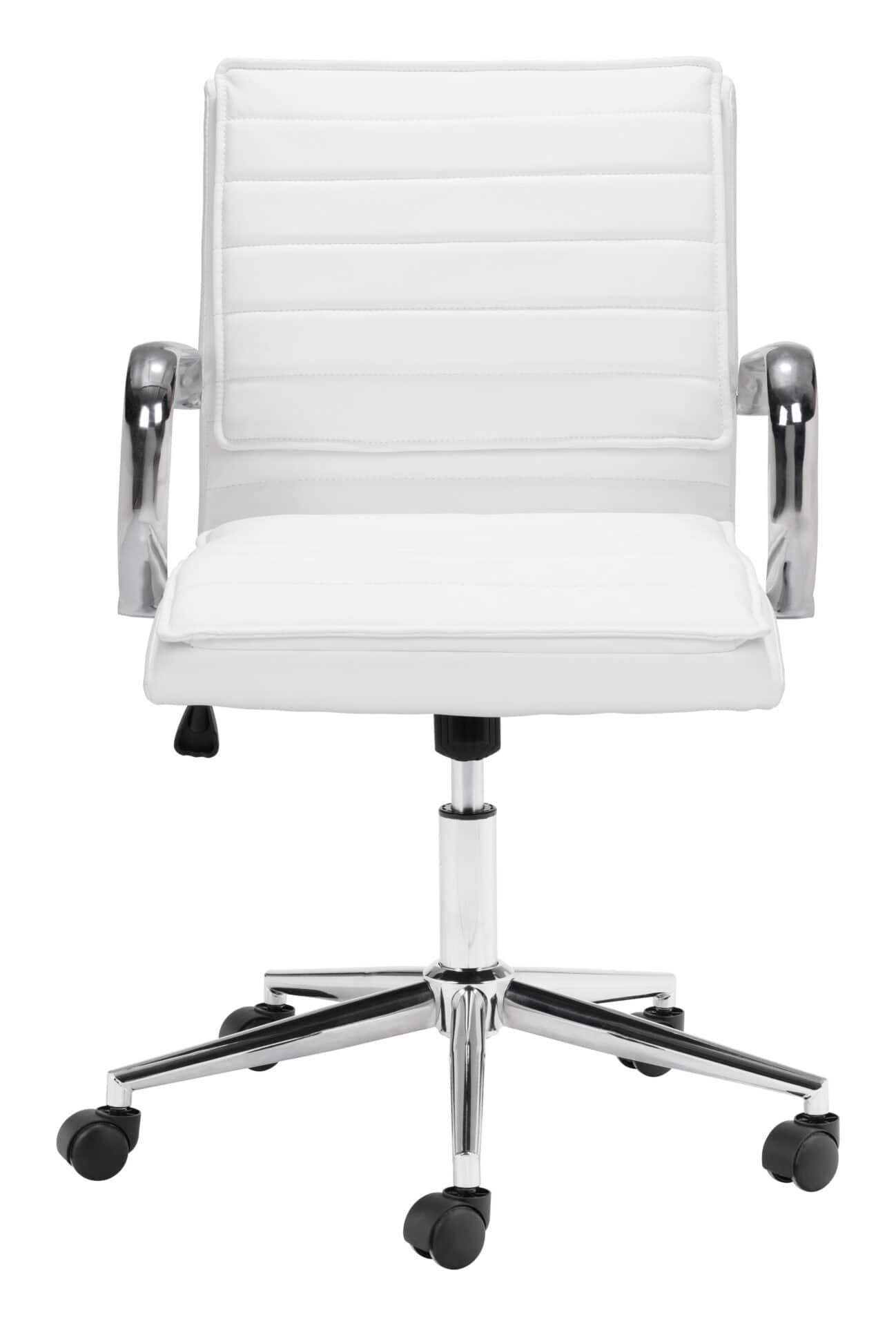 White Faux Leather Office Chair with Adjustable Height and Tilt Function 4 White Faux Leather Office Chair with Adjustable Height and Tilt Function - Image 4