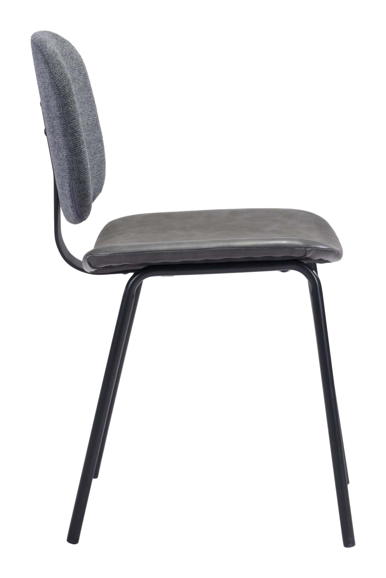 Gray Dining Room Chairs with Faux Leather and Steel Legs (Set of 2) 4 Gray Dining Room Chairs with Faux Leather and Steel Legs (Set of 2) - Image 4