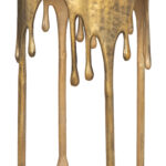 Antique Brass Drip Round Side Table with Steel Frame 10 Antique Brass Drip Round Side Table with Steel Frame