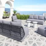 Gray Outdoor Accent Chair with Aluminum Frame and Olefin Cushions